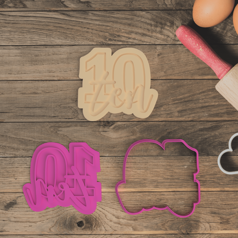 Number 10 Cookie Cutter and Fondant Embosser