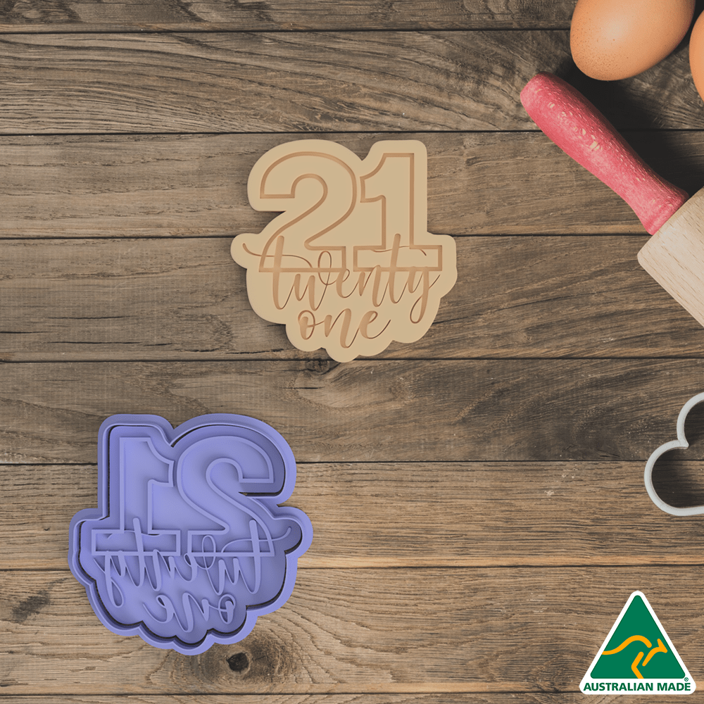 Australian Cookie Cutters Cookie Cutters Number 21 Cookie Cutter and Fondant Embosser