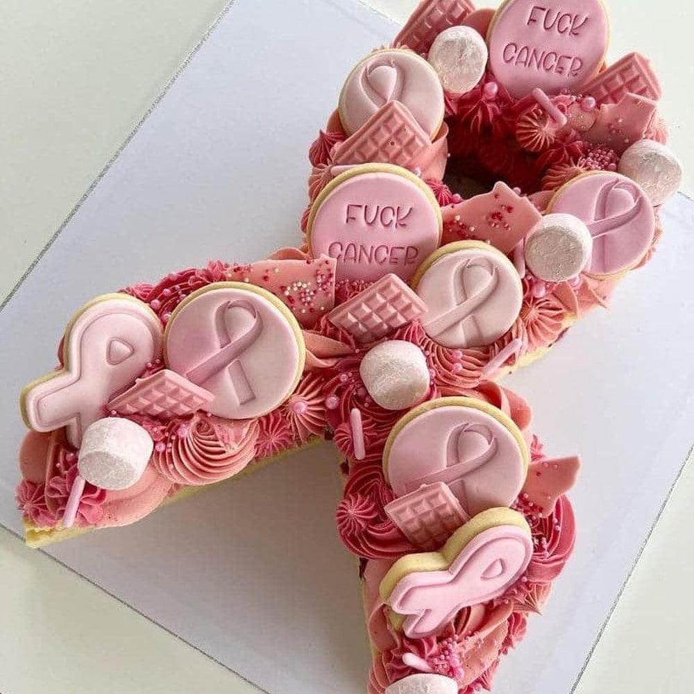 Pink Cancer Ribbon Cookie Cutter and Embosser Stamp