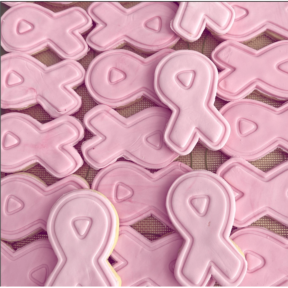 Pink Cancer Ribbon Cookie Cutter and Embosser Stamp