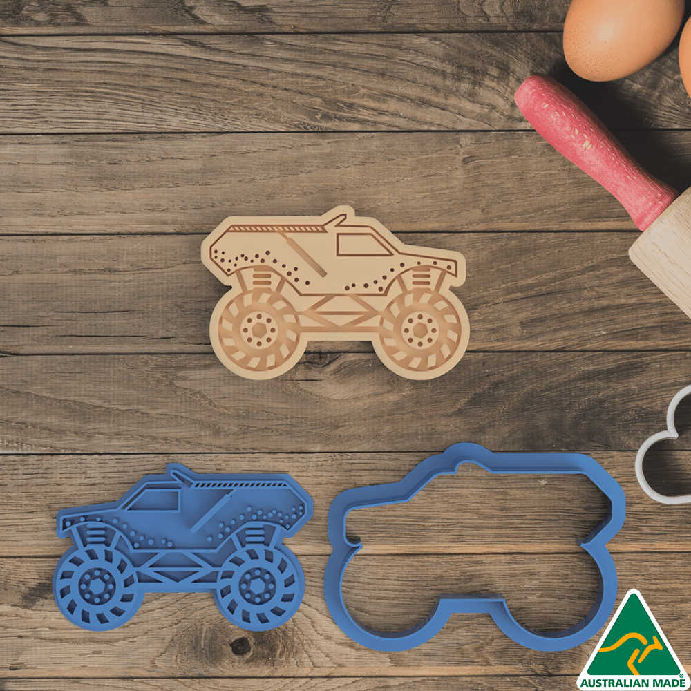 Monster Truck Set of 6 Cookie Cutter and Embosser Stamp