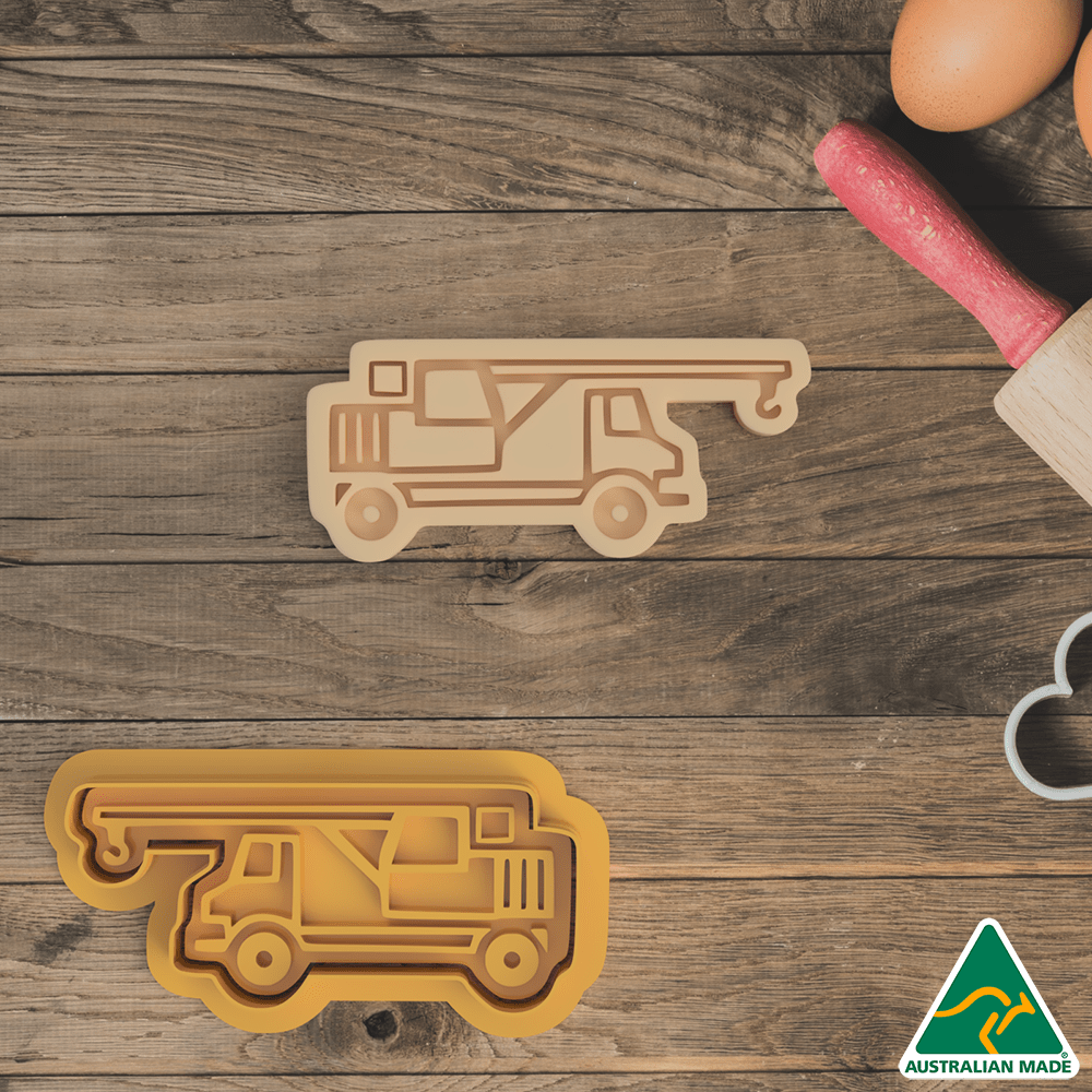 Transport Crane Truck Cookie Cutter and Embosser Stamp