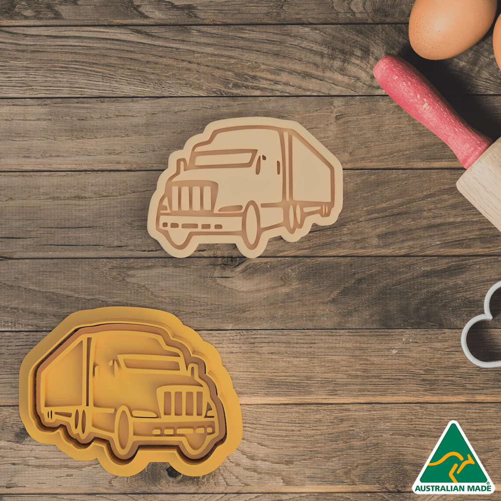 Transport Semi Truck Cookie Cutter and Embosser Stamp