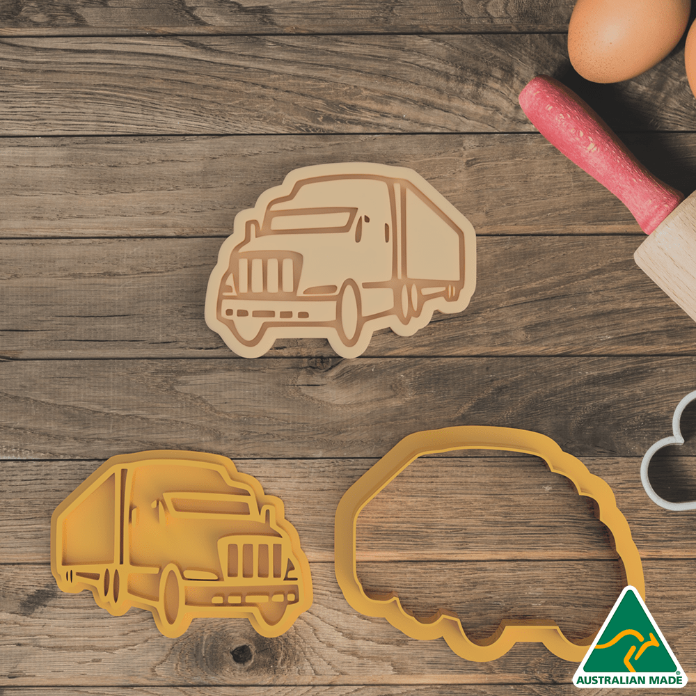 Australian Cookie Cutters Cookie Cutters Transport Semi Truck Cookie Cutter and Embosser Stamp