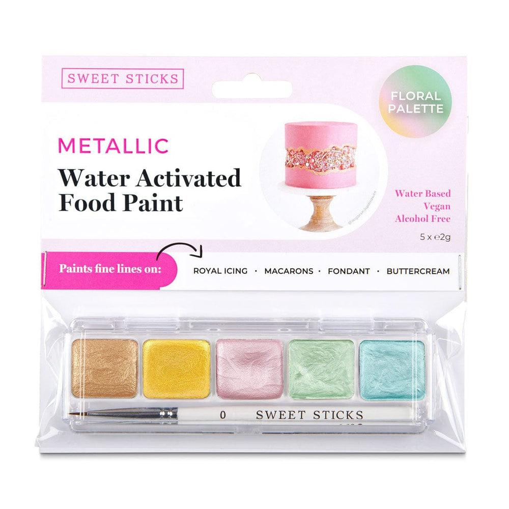 Australian Cookie Cutters Sweet Sticks Floral Theme Palette - Metallic Water Activated Food Paint