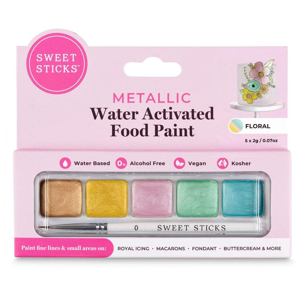 Sweet Sticks Floral Theme Palette - Metallic Water Activated Food Paint