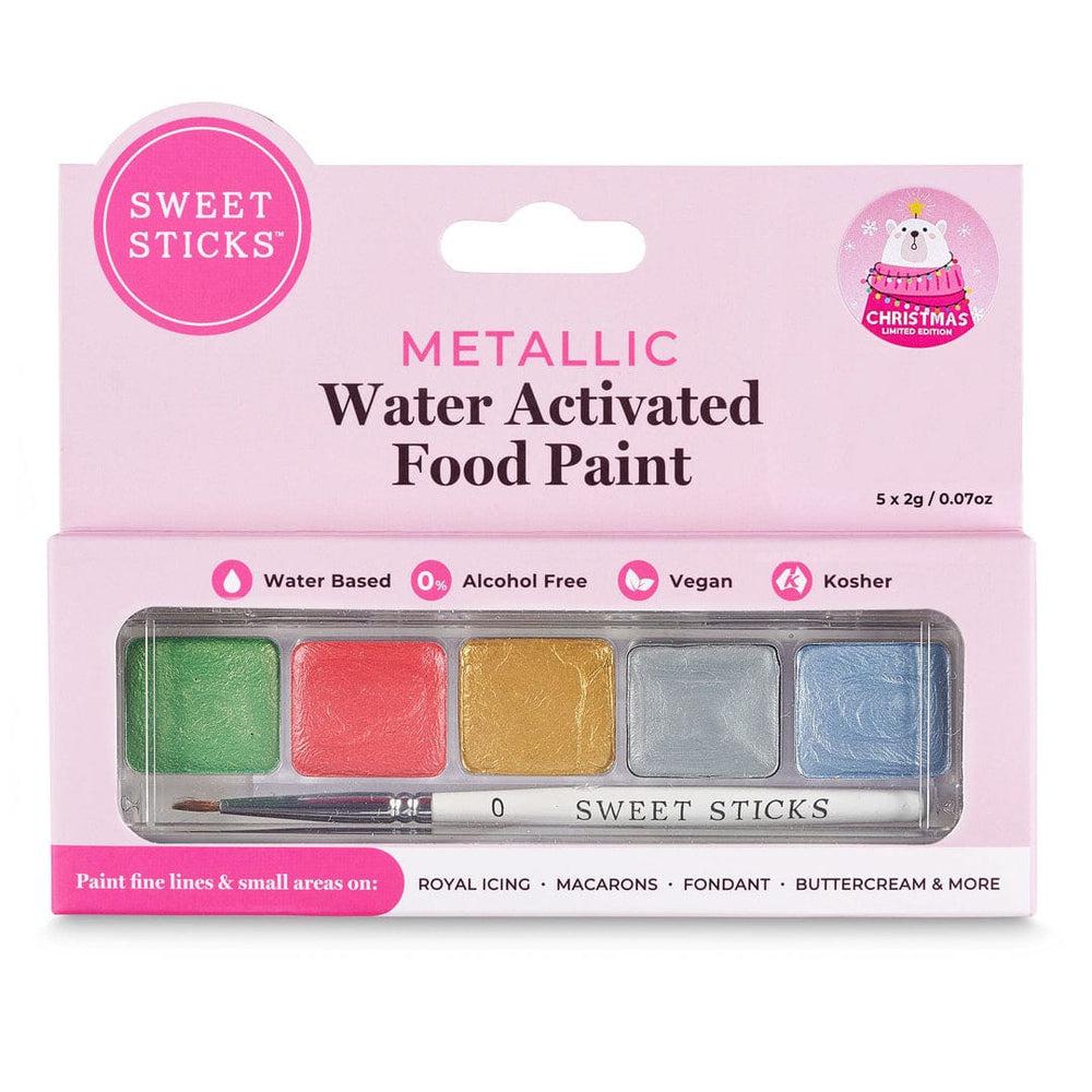 Sweet Sticks Christmas Theme Palette - Metallic Water Activated Food Paint