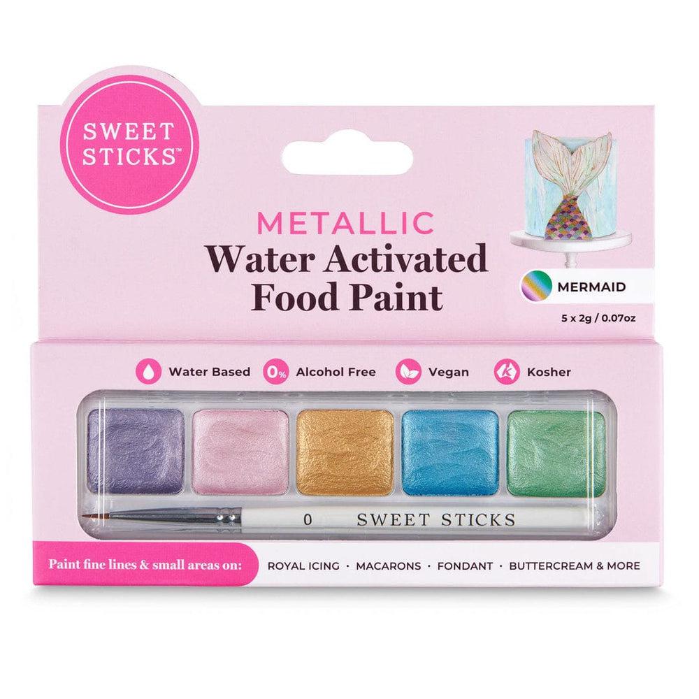 Sweet Sticks Mermaid Theme Palette - Metallic Water Activated Food Paint